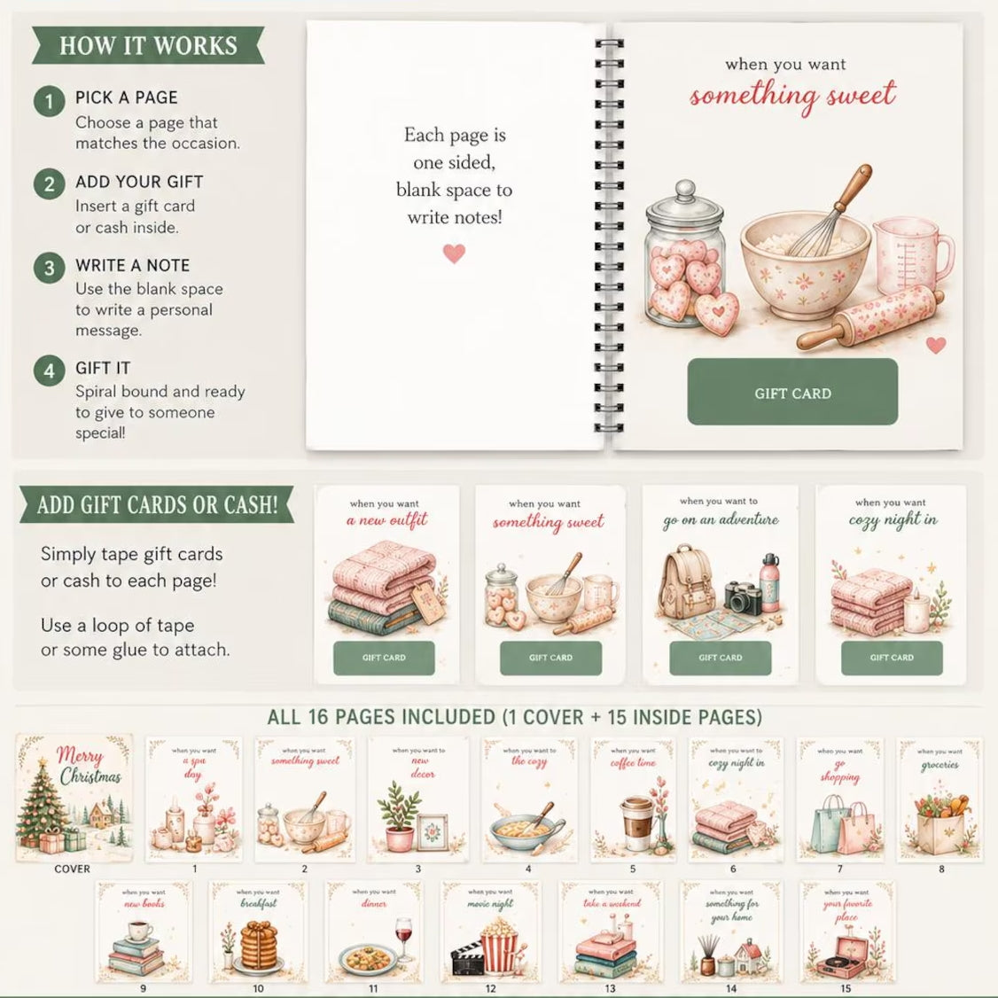 Personalized Christmas Gift Card Book | Custom Cover