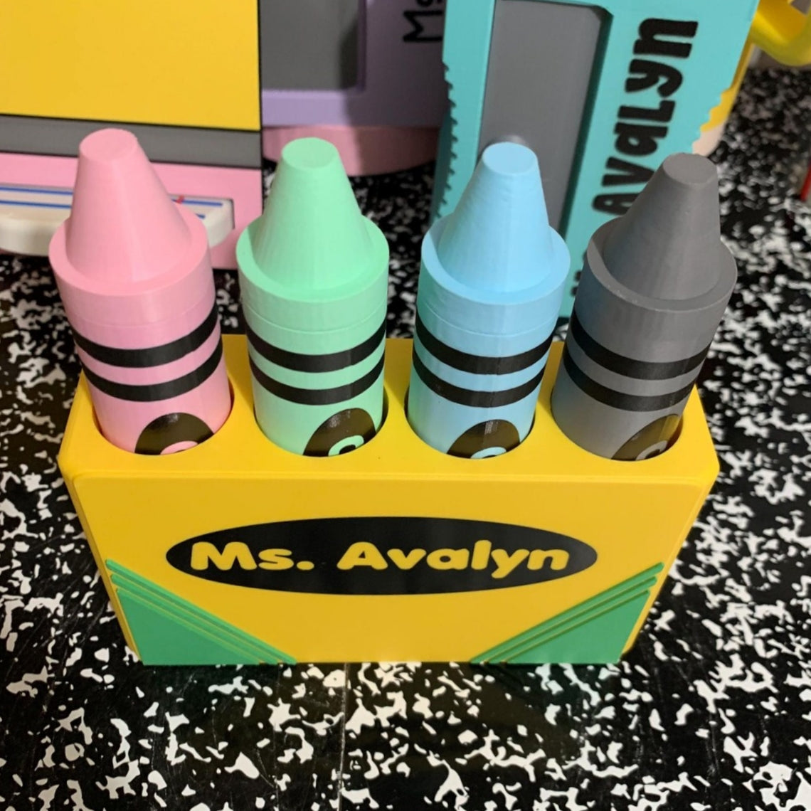 Personalized Name Magnetic Crayon Marker Holder for Teachers