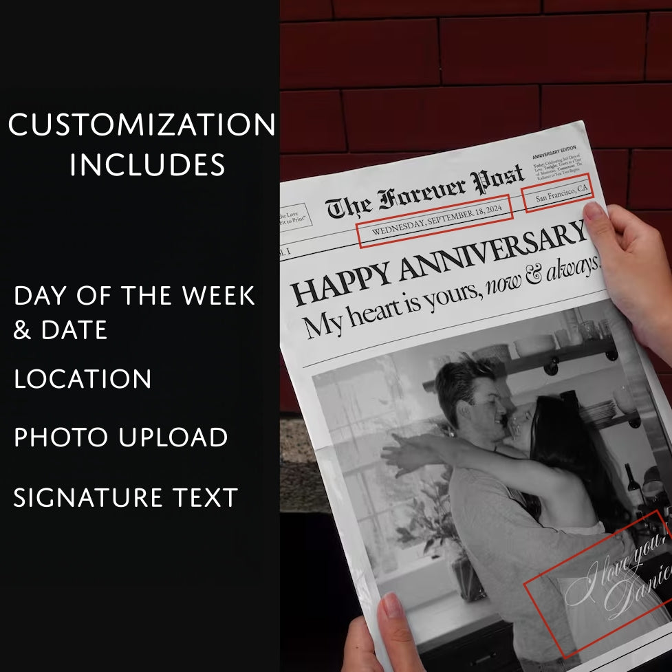 Personalized Couple Anniversary Newspaper Gift – Custom Printed