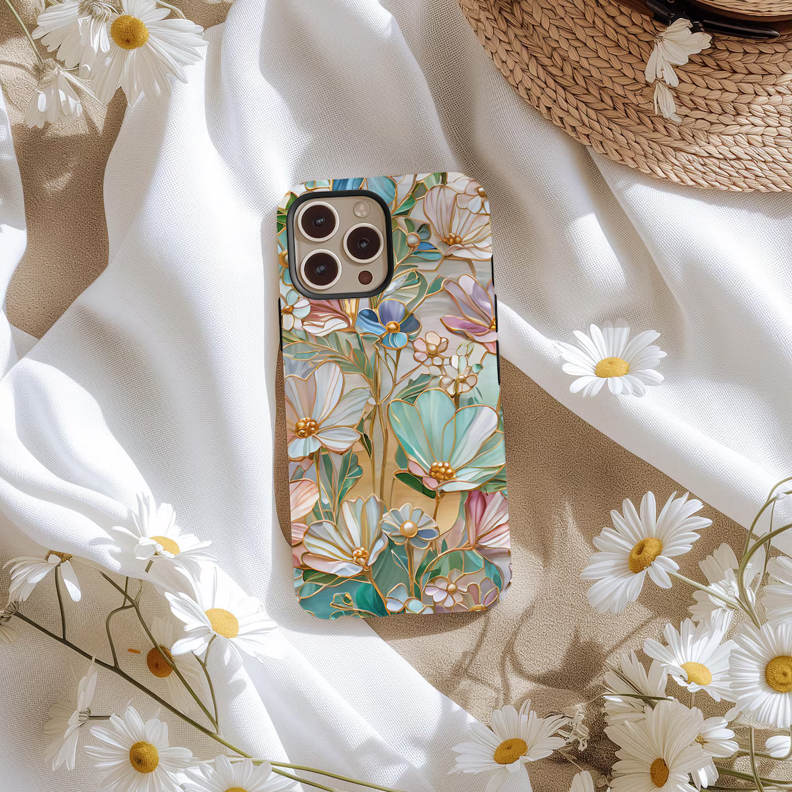 Romantic Floral Stained Glass Graphic MagSafe iPhone Case