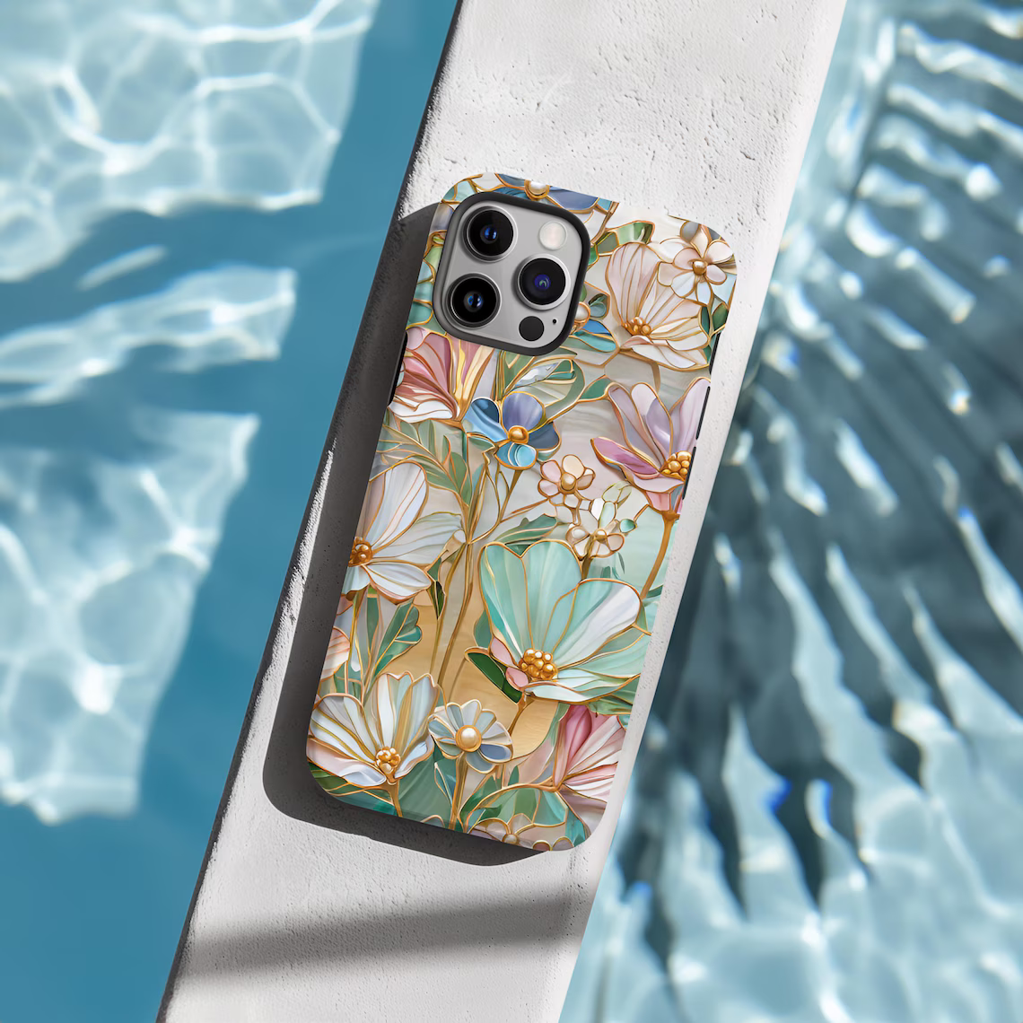 Romantic Floral Stained Glass Graphic MagSafe iPhone Case