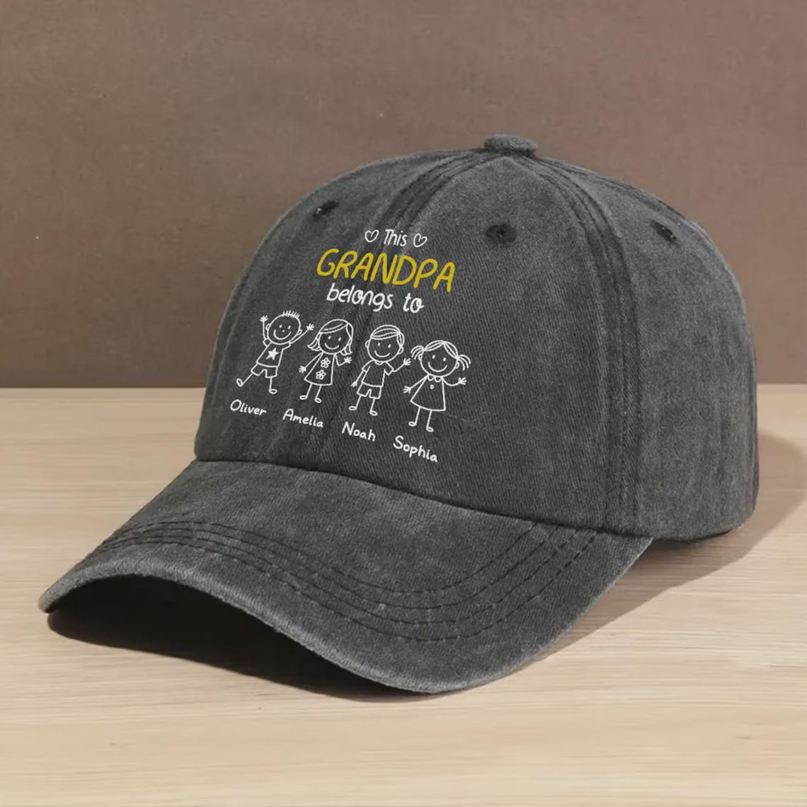 This Grandpa Belongs To – Personalized Vintage Denim Hat