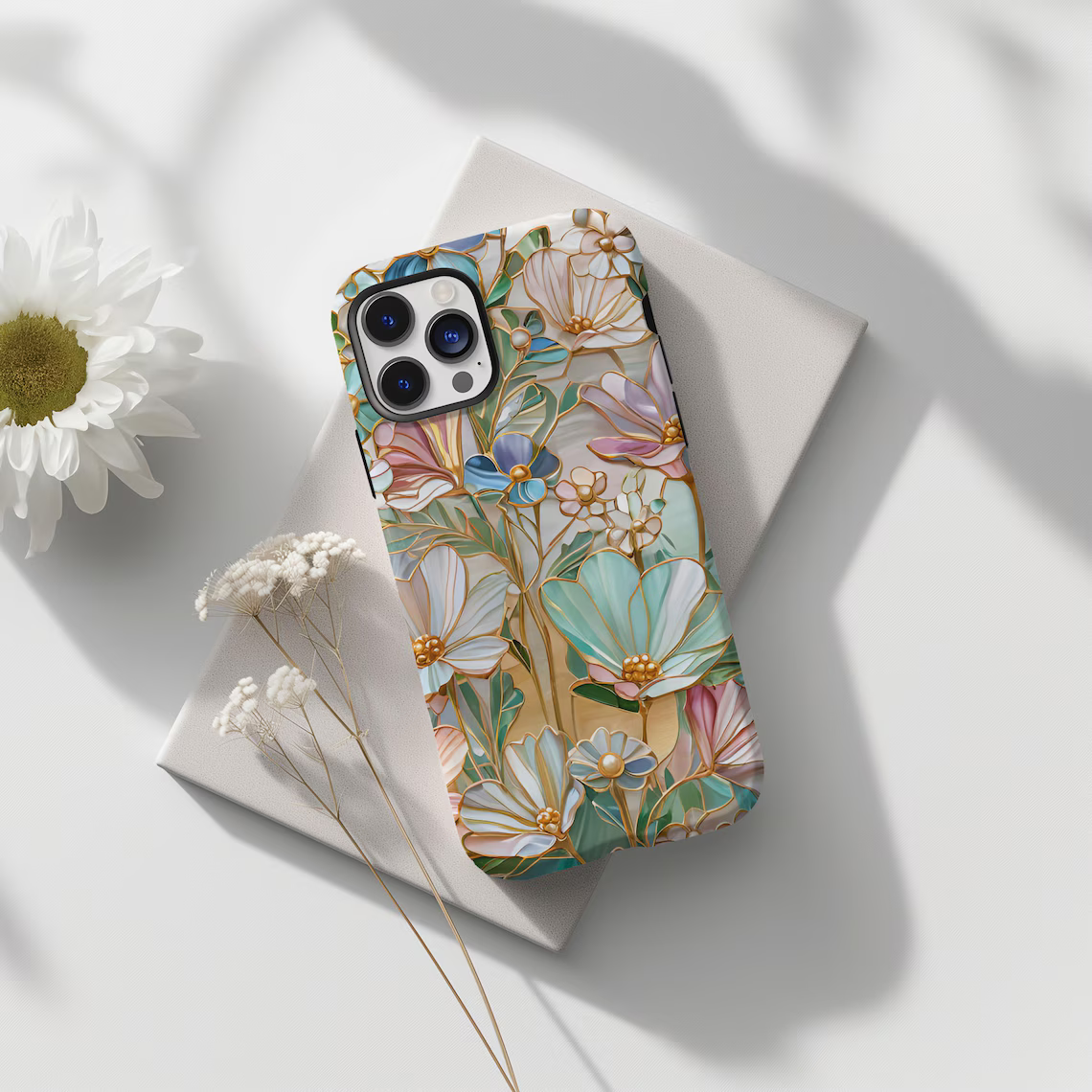 Romantic Floral Stained Glass Graphic MagSafe iPhone Case