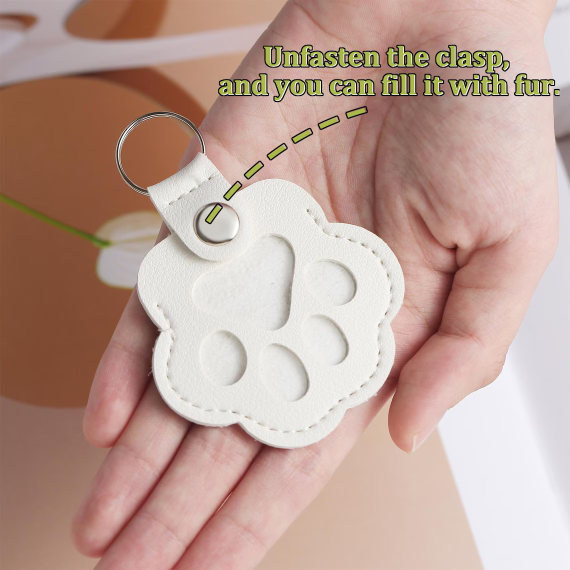 Personalized Pet Fur Memorial Keychain – Dog Cat Hair Keepsake