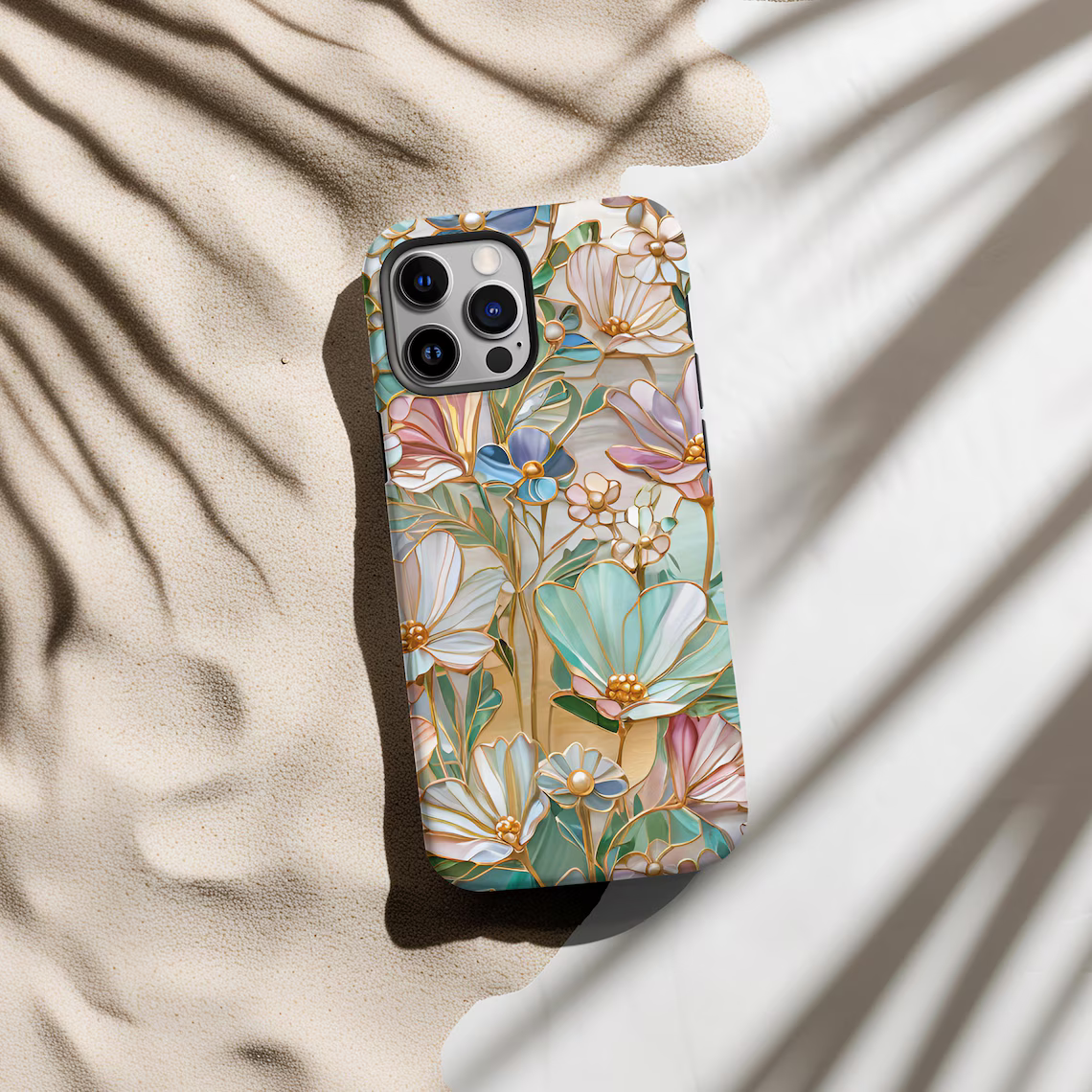 Romantic Floral Stained Glass Graphic MagSafe iPhone Case