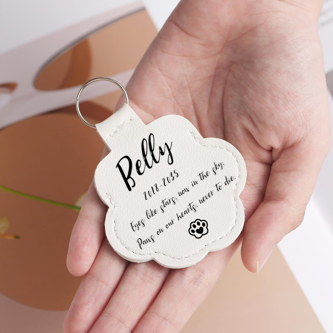 Personalized Pet Fur Memorial Keychain – Dog Cat Hair Keepsake