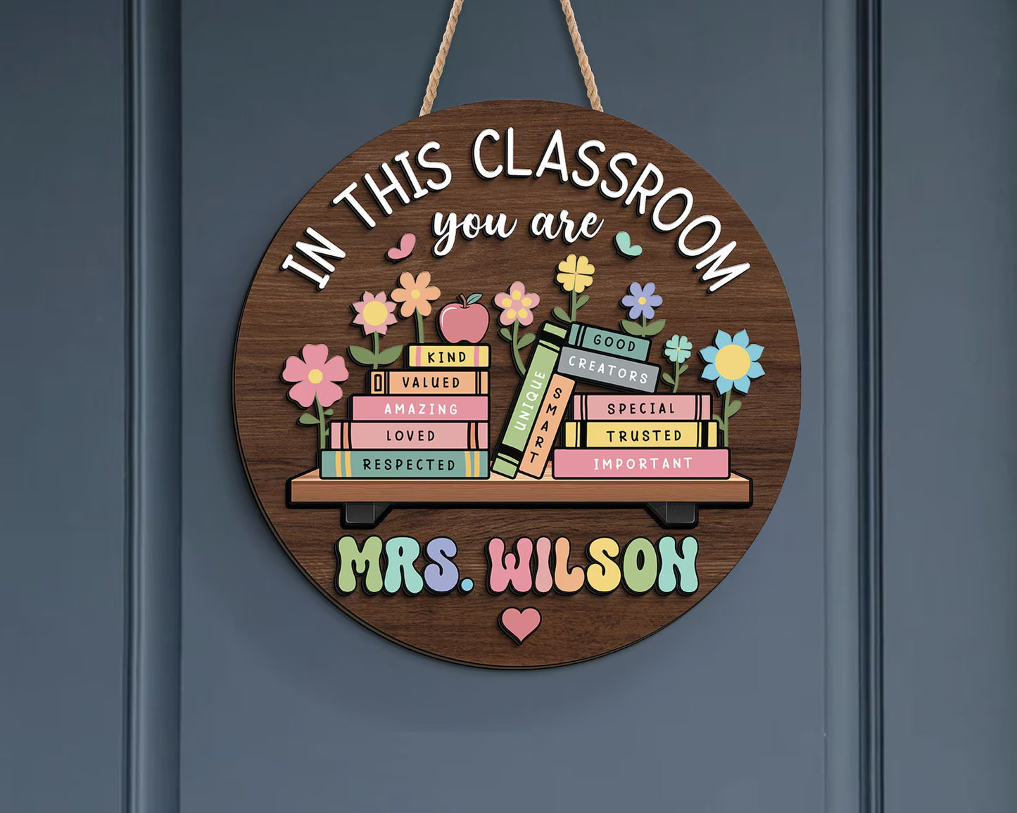 Custom Teacher 3D Door Hanger - Personalized Classroom Door Sign