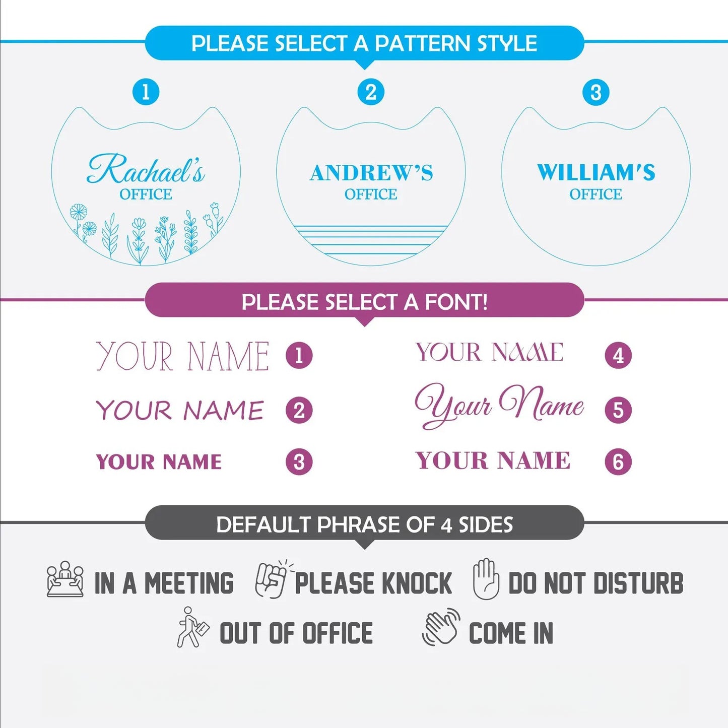 Personalized Rotating Office Door Sign - 4 Custom Sides | Do Not Disturb