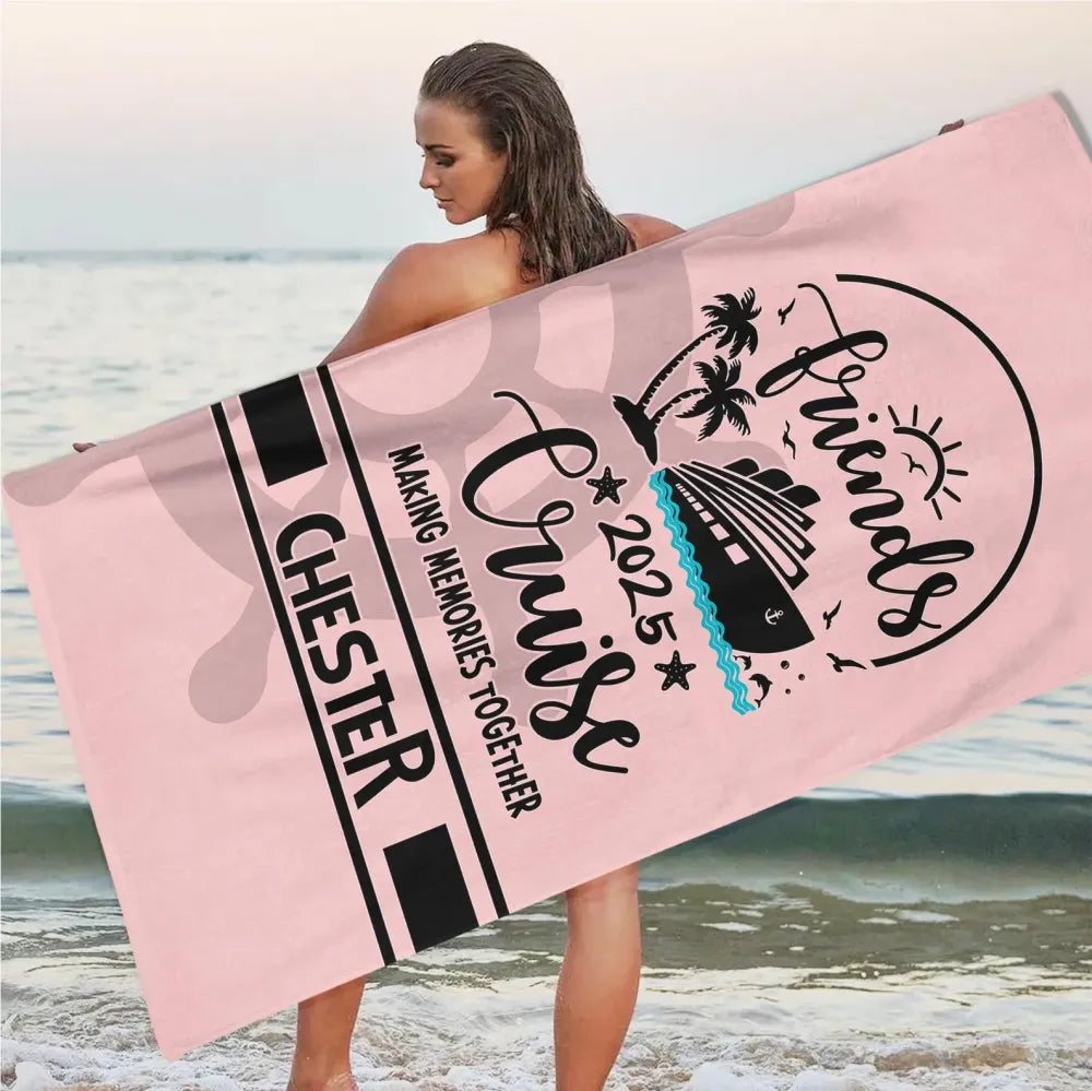 Friends Cruise 2025 Beach Towel, Cruise Trip Gift For Squad, Friends Cruising