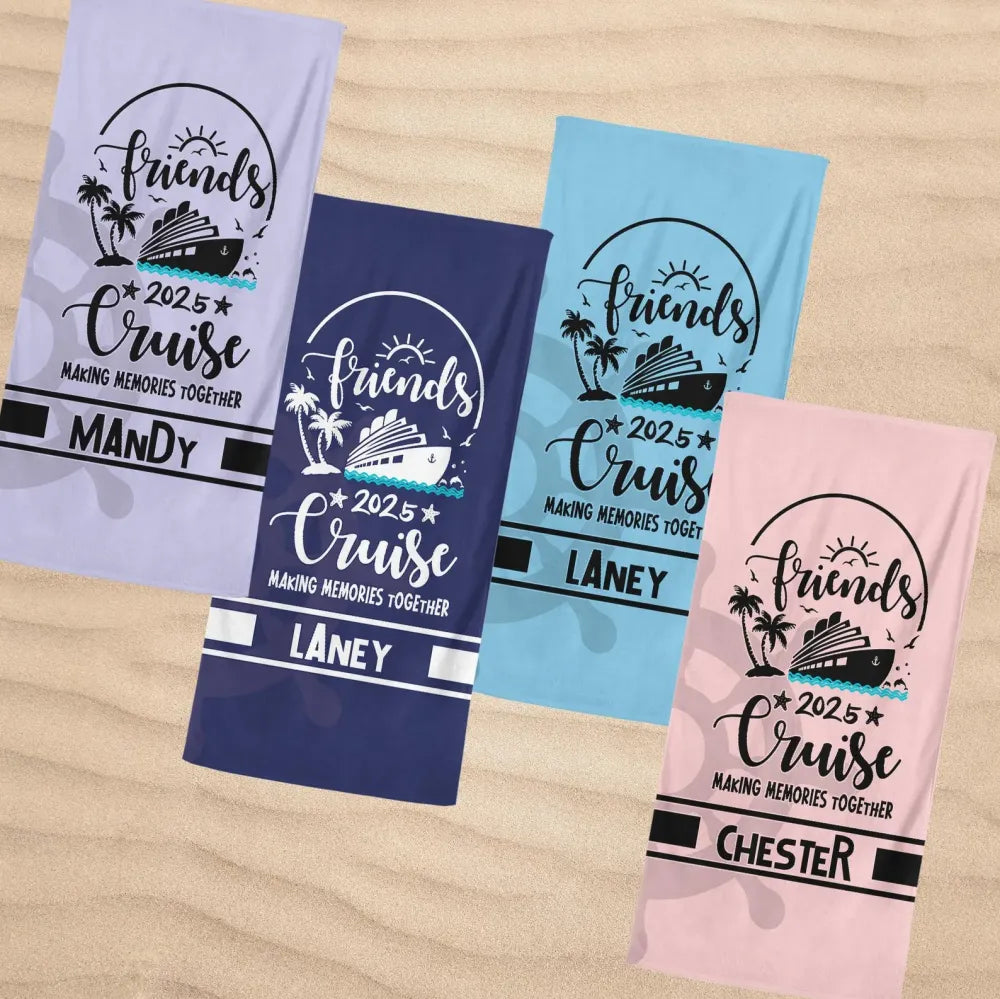 Friends Cruise 2025 Beach Towel, Cruise Trip Gift For Squad, Friends Cruising