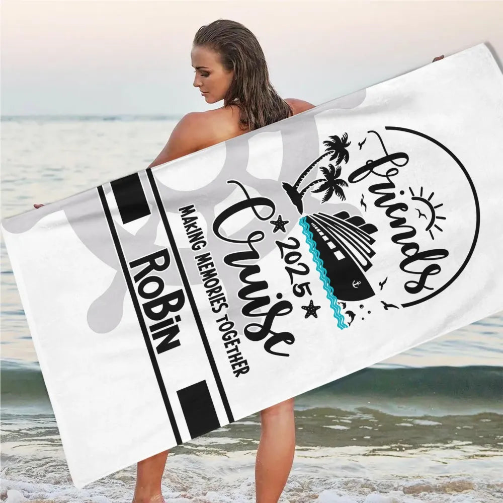 Friends Cruise 2025 Beach Towel, Cruise Trip Gift For Squad, Friends Cruising