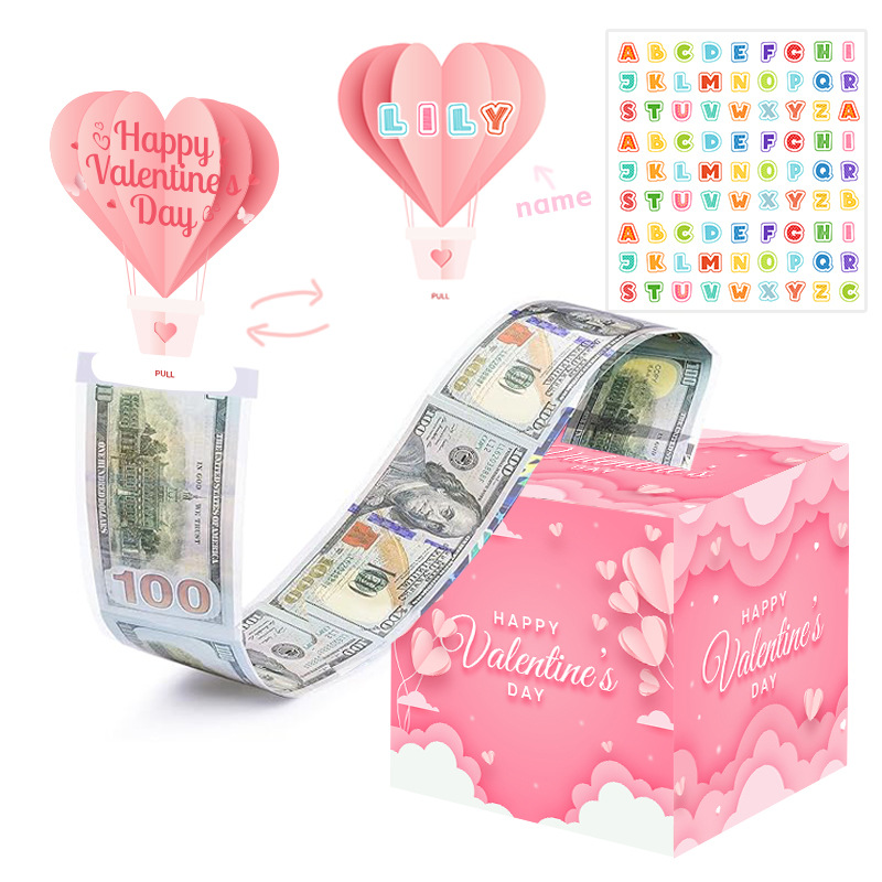 Personalized Valentine's Day Name Tags & Surprise Party Money Box - Customizable Romantic Decor for Special Celebrations