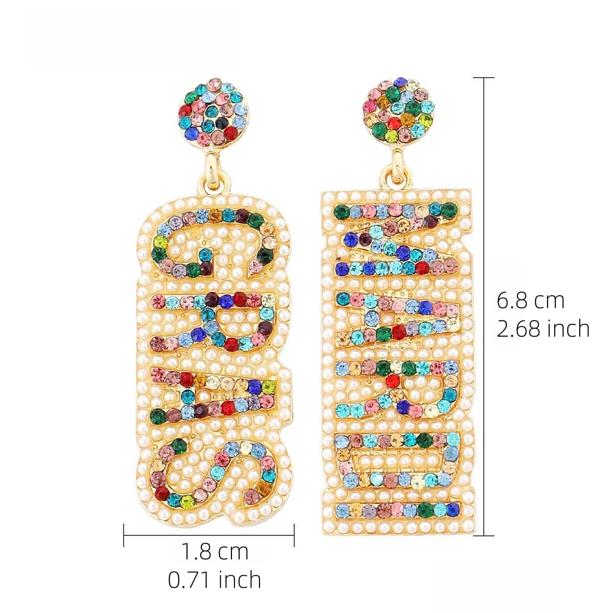 MAMA Letter Drop Earrings – Handmade Rhinestone Statement Jewelry