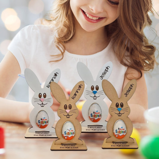 Personalisierter Osterhasen-Schokoladenei-Holzständer – Individualisierbare Partydekoration &amp; süßes Geschenk für Kinder 🐰🎁