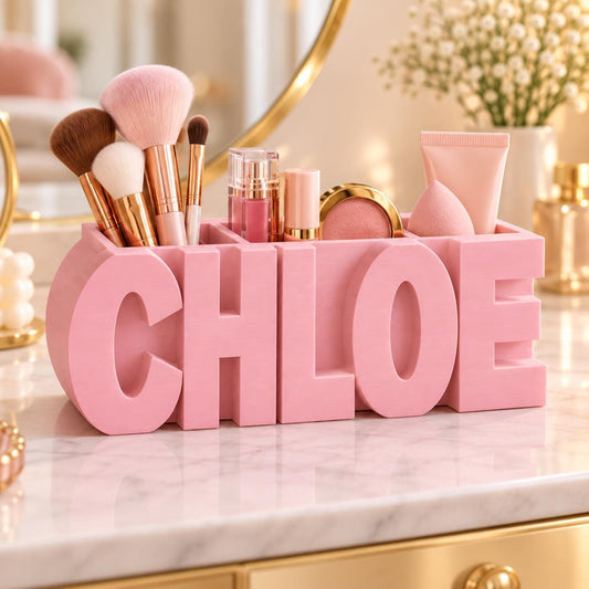Personalized Name Desk Organizer, Makeup Brush Holder & Pencil Cup