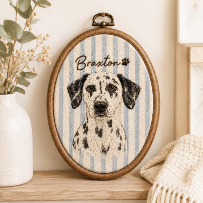 Personalized Pet Portrait Embroidery Hoop, Custom Dog & Cat Gift
