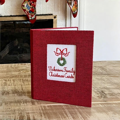 Personalized Christmas Card Photo Album with Embroidered Cover