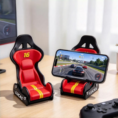 Personalized Racing Seat Phone Stand | Custom Name & Number