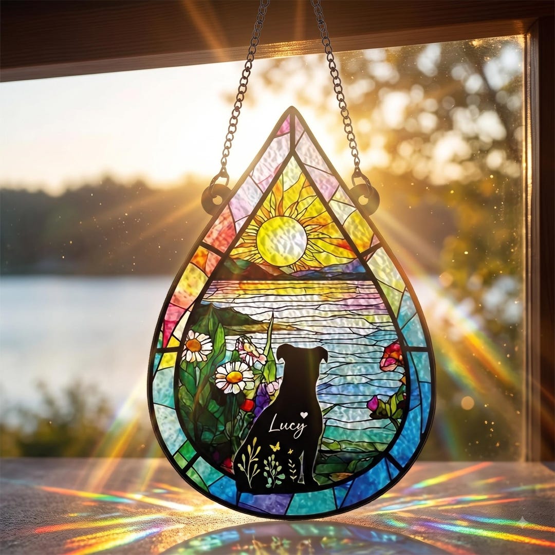 Personalized Dog Memorial Acrylic Suncatcher, Custom Pet Loss Gift