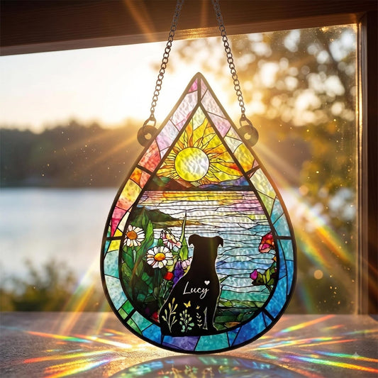 Personalized Dog Memorial Acrylic Suncatcher, Custom Pet Loss Gift