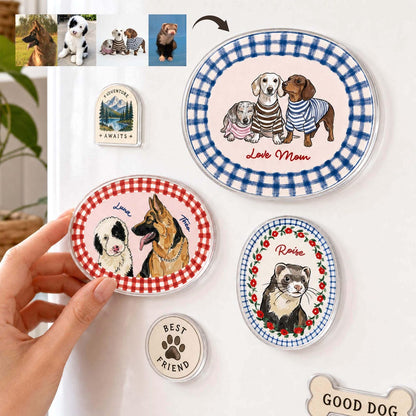 Personalized Pet Portrait Fridge Magnet, Custom Dog & Cat Photo