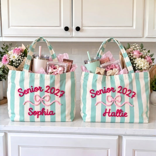 Personalized Senior Night Tote Bag with Yarn Name | Custom Cheer Gift