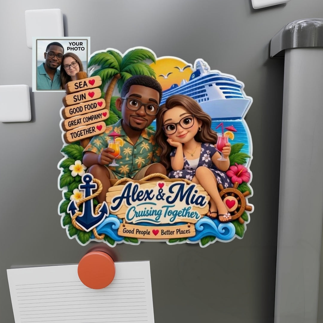 Personalized Couple Cruise Door Magnet, Custom Photo Cruise Decor