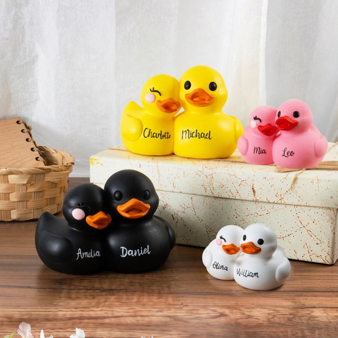 Custom Name Duck Couple Figurine, Cute Anniversary Gift