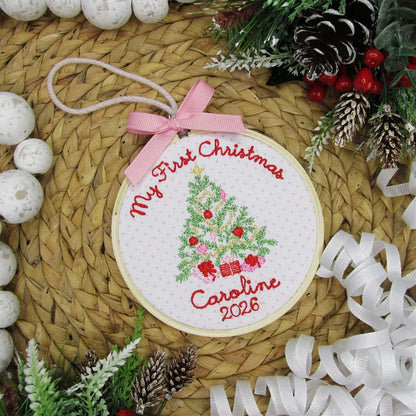 Embroidered Personalized Name Baby’s First Christmas Ornament Christmas Tree