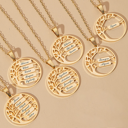 Tree of Life Necklace – Personalized Family Name Gift for Mom