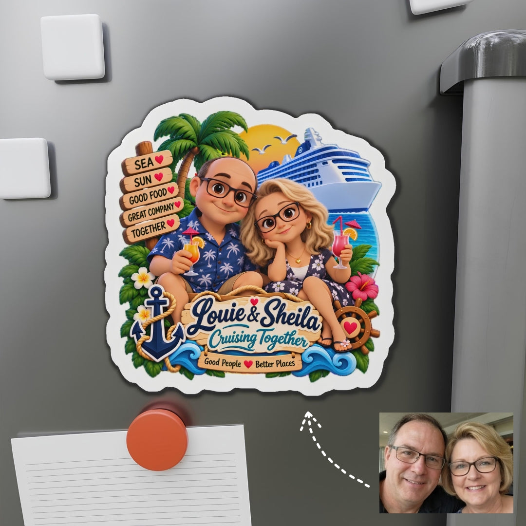 Personalized Couple Cruise Door Magnet, Custom Photo Cruise Decor