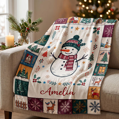 Personalized Christmas Blanket, Custom Name Holiday Throw