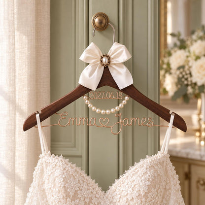 Personalized Wedding Hanger, Custom Bride and Groom Names & Date