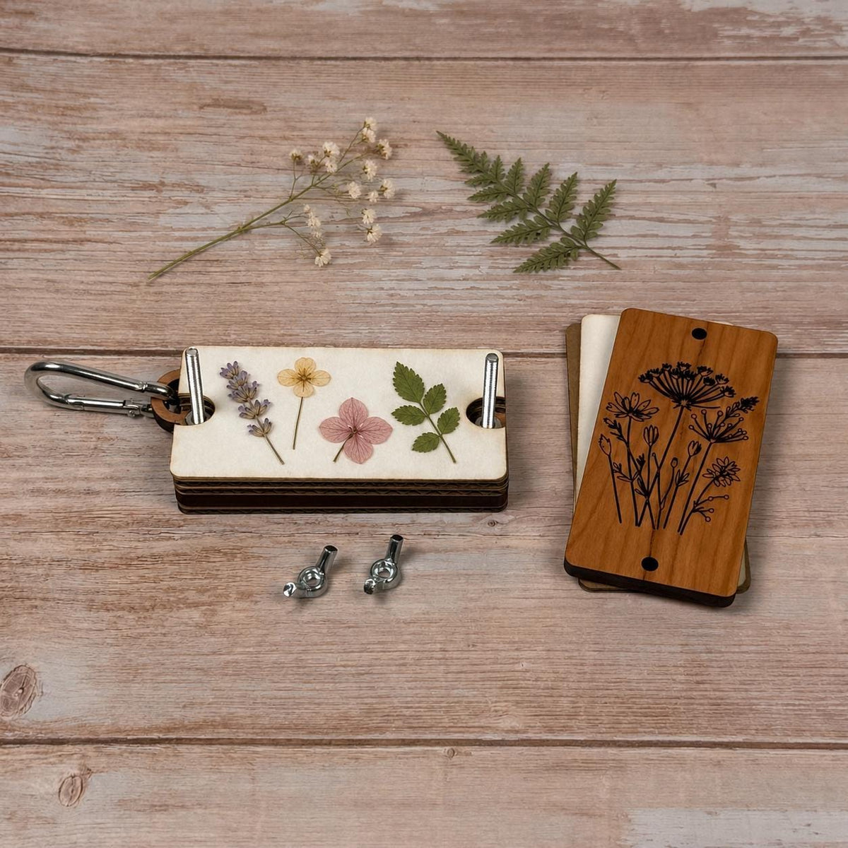 Personalized Mini Wooden Flower Press Kit– Custom Name Nature Gift