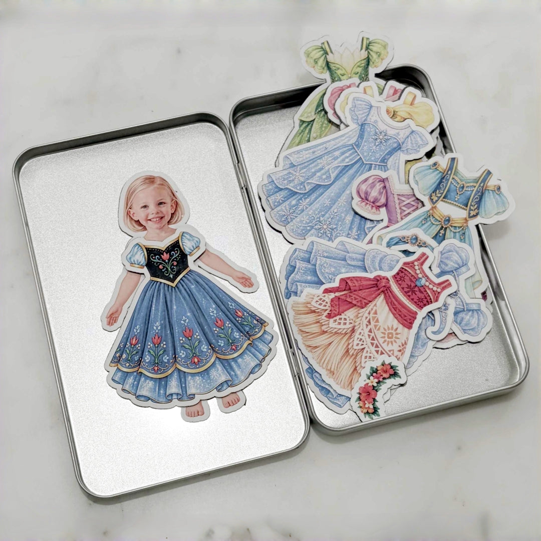 Personalized Magnetic Paper Doll Dress-Up Bundle for Kids