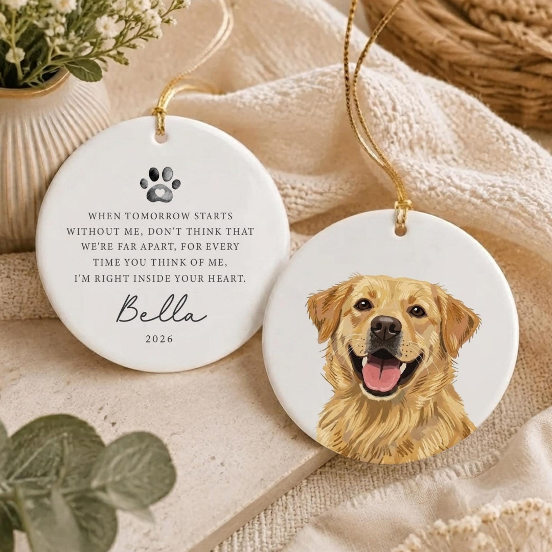 Personalized Ceramic Pet Memorial Ornament – Custom Photo Keepsake