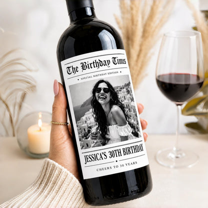 Personalized Birthday Wine Label with Photo | Set of 5 Custom Labels