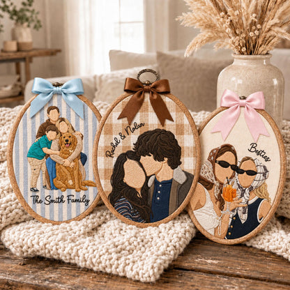 Personalized Photo Embroidered Hoop, Custom Family Portrait Gift