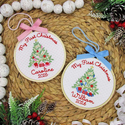 Embroidered Personalized Name Baby’s First Christmas Ornament Christmas Tree