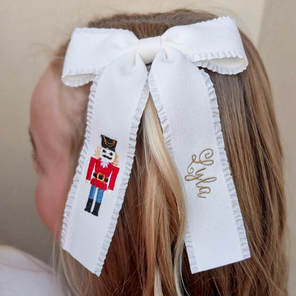 Personalized Nutcracker Christmas Hair Bow Clip for Girls