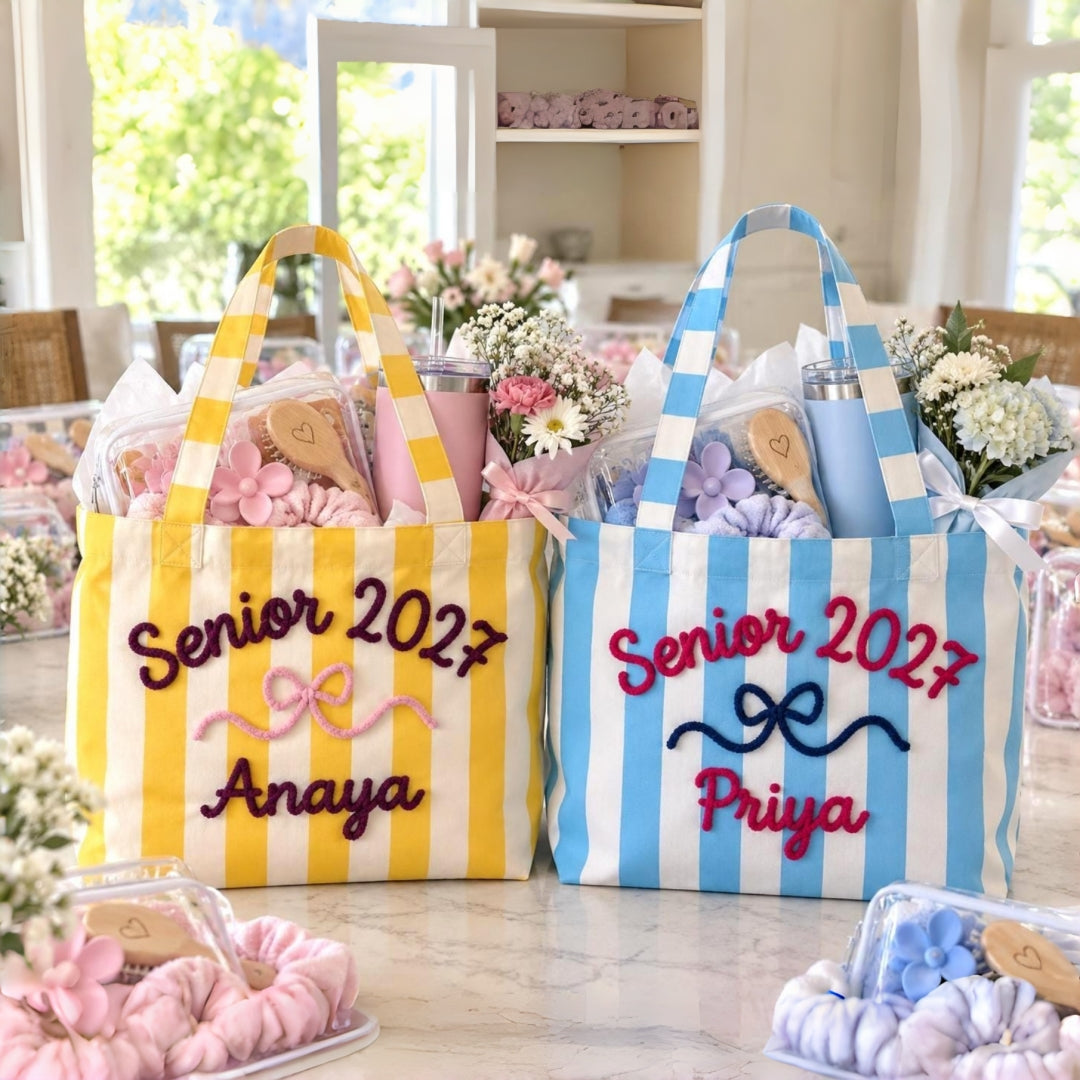 Personalized Senior Night Tote Bag with Yarn Name | Custom Cheer Gift