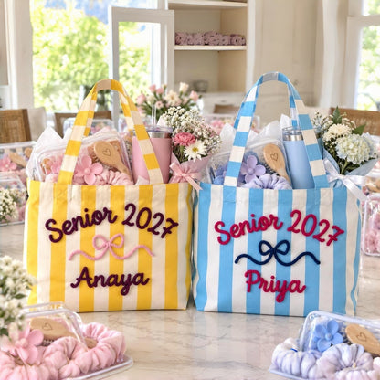 Personalized Senior Night Tote Bag with Yarn Name | Custom Cheer Gift