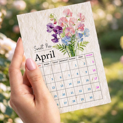 Personalized 2027 Plantable Flower Seed Paper Calendar with Wooden Stand