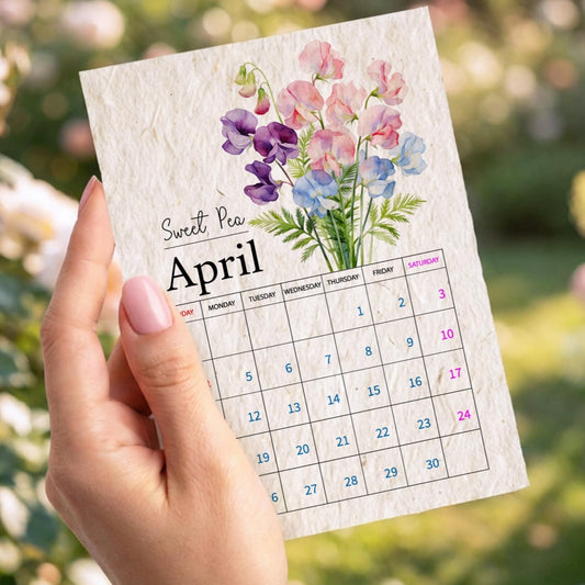 Personalized 2027 Plantable Flower Seed Paper Calendar with Wooden Stand