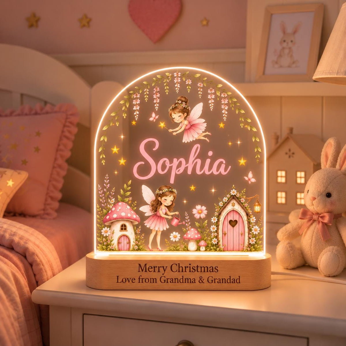 Personalized Fairy Night Light, Custom Name LED Nursery Lamp
