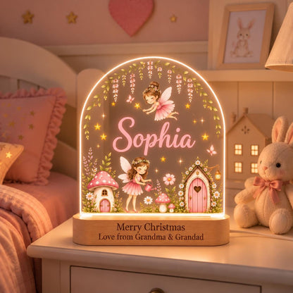 Personalized Fairy Night Light, Custom Name LED Nursery Lamp