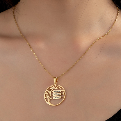Tree of Life Necklace – Personalized Family Name Gift for Mom