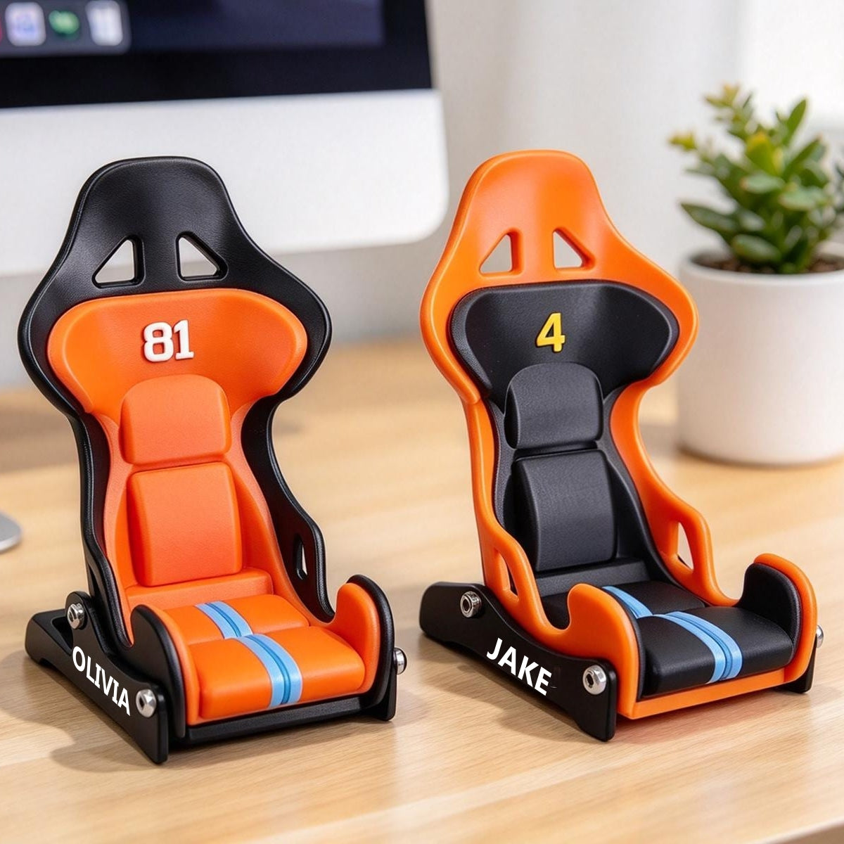 Personalized Racing Seat Phone Stand | Custom Name & Number