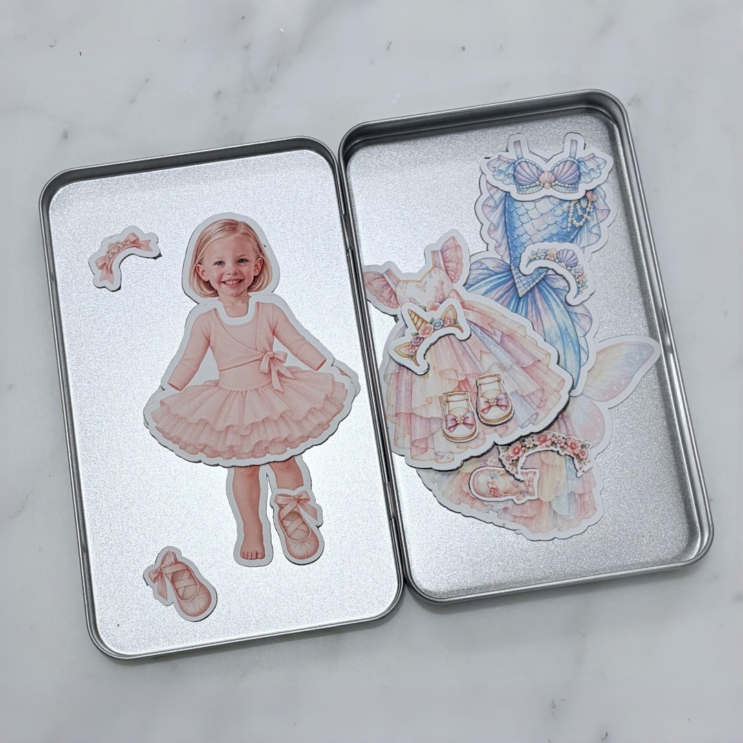 Personalized Magnetic Paper Doll Dress-Up Bundle for Kids