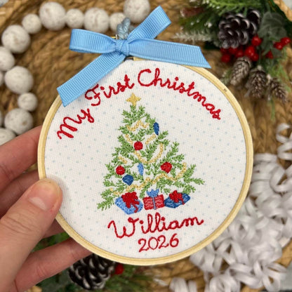 Embroidered Personalized Name Baby’s First Christmas Ornament Christmas Tree